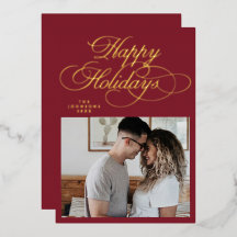 Felicidades de Natal Foto Vermelho Elegante 