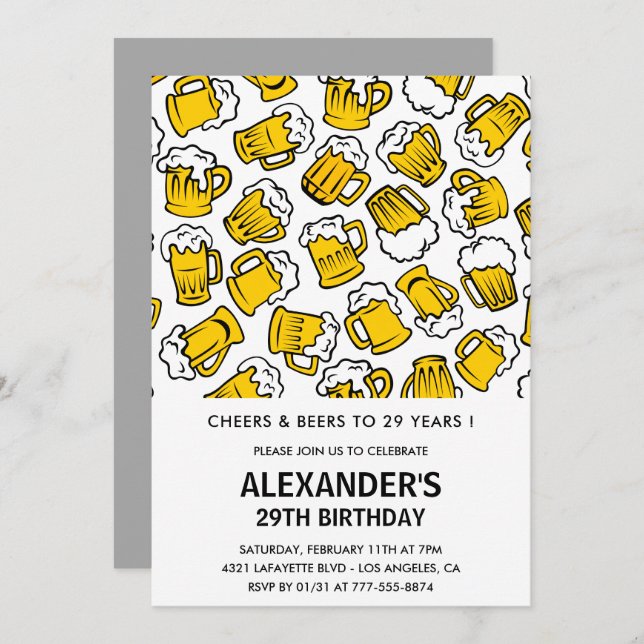 Felicidades e Cervejas 29º convites para o anivers (Frente/Verso)