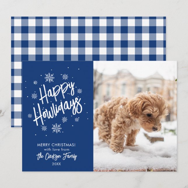 Felicidades Howlidays Convite de Foto de Floco de  (Frente/Verso)