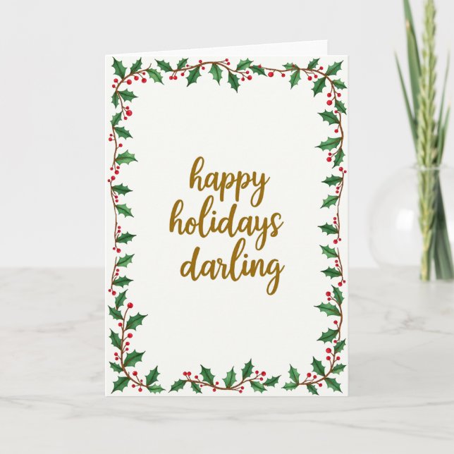 Félicitações Darling Cartão de Natal com Azevinho  (Frente)