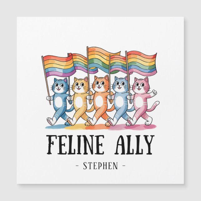 Feline Ally - Rainbow Cat LGBTQ Pride (Frente)