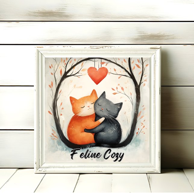 Feline Cozy Snuggly Cat Love Art Poster Wall Art (Criador carregado)