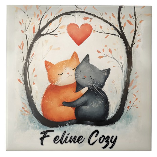 Feline Cozy Snuggly Cats Kitten Love Art (Frente)