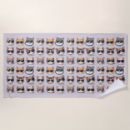 Feline Frenzy Light Purple Cat Theme Beach Toalha