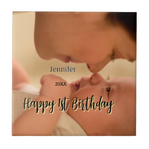 Feliz 1º aniversário crianças bebê mãe preto amare