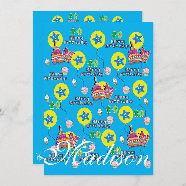 Feliz 10º Aniversário Convite Aniversário #10 Azul (Frente/Verso)