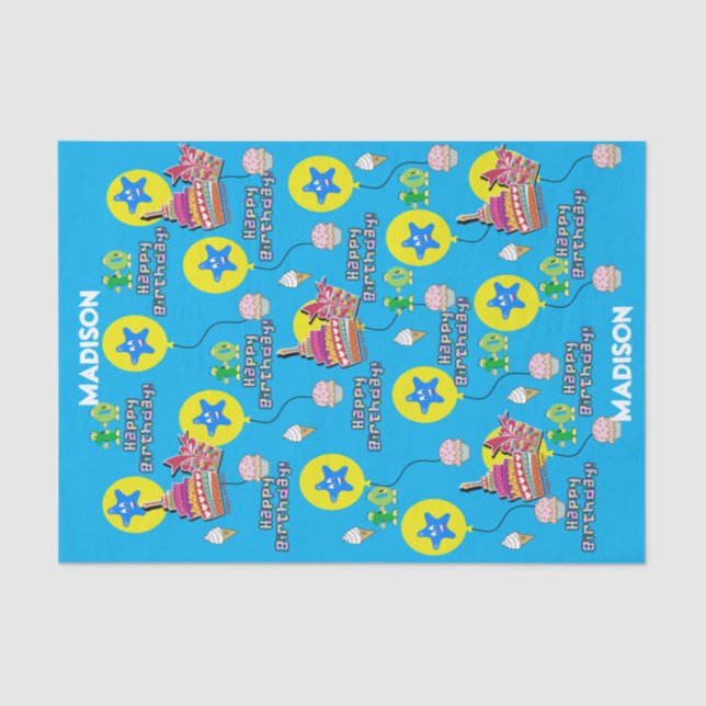 Feliz 10º Aniversário Papel Tecido nº 10 Azul (Frente )