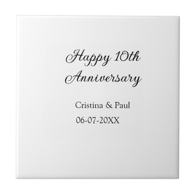 Feliz 10º aniversário, simples nome de casamento m (Frente)