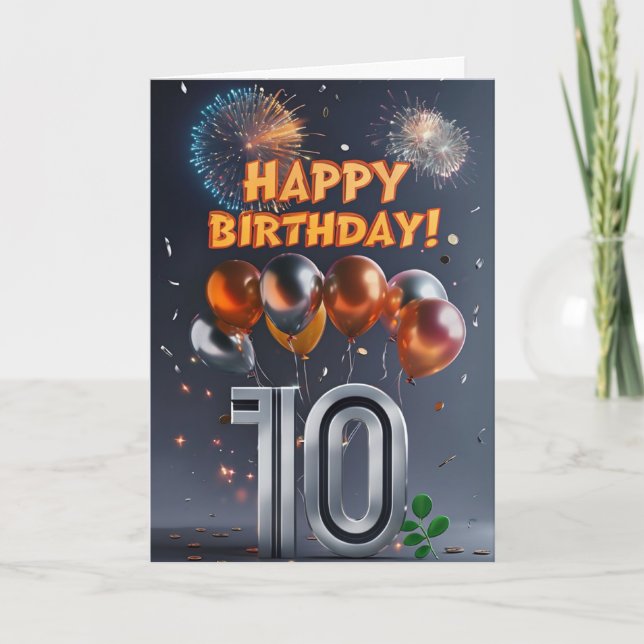 Feliz 10º Cartão de Aniversário (Frente)