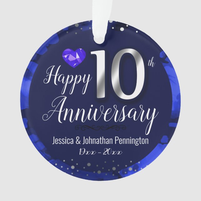 Feliz 10º Ornamento do Aniversário de Casamento (Frente)