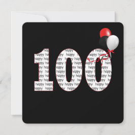 Feliz 100º Aniversário no Convite Preto