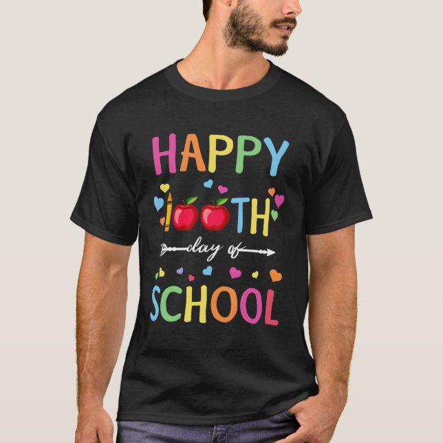 Feliz 100º Dia De Camisa De Escola Para Professore (Frente)
