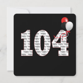 Feliz 104.º aniversário do convite preto