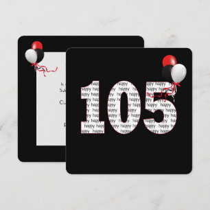 Feliz 105º Aniversário no Convite Preto