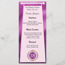 Feliz 18.º Aniversário - Menu Folha Rosa