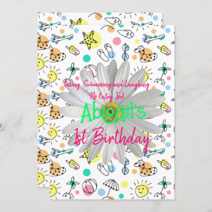 Feliz 1rua. Aniversário Convite Para Nadar