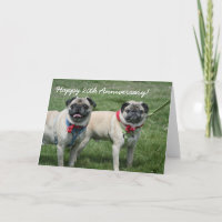 Feliz 20 Aniversário Pugs cartão de saudação