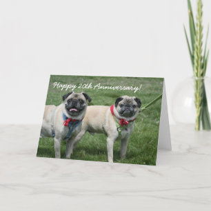 Feliz 20 Aniversário Pugs cartão de saudação