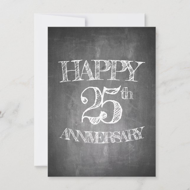 Feliz 25º aniversário em quadro de giz (Frente)
