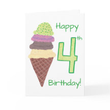 Feliz 4.º Aniversário 4 Scoops Saudação Cartões