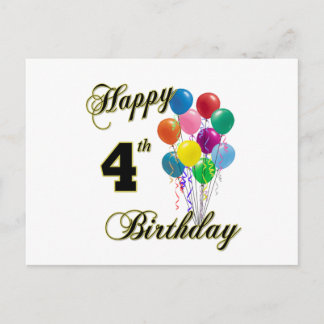 Feliz 4 Cartões de Aniversário e Cartões de Posto