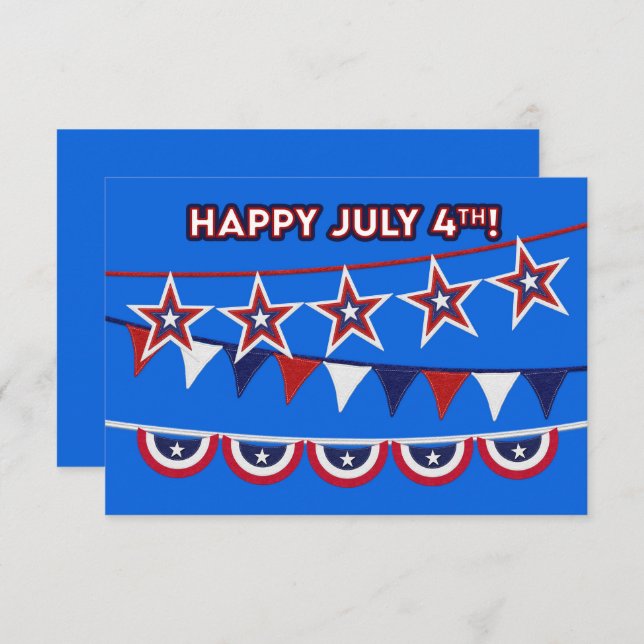 Feliz 4 de julho! Branco vermelho brilhante e repo (Frente/Verso)