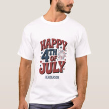 Feliz 4 de julho - Camiseta Patriótica Bold - R