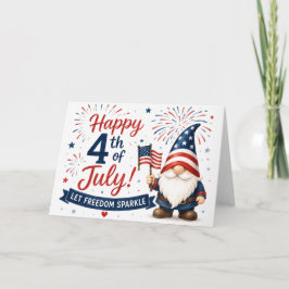 Feliz 4 de Julho Cartão Patriótico Gnome