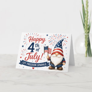 Feliz 4 de Julho Cartão Patriótico Gnome