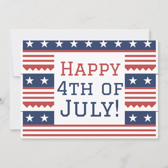 Feliz 4 de julho Festa do Dia da Independência (Frente)