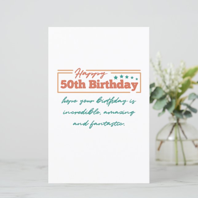 Feliz 50º Aniversário Colorido (Em pé/Frente)