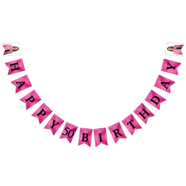 Feliz 50º aniversário Foto rosa Quente Bandeiras (Todos)