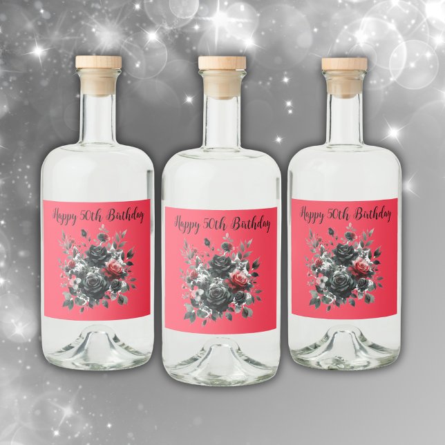 Feliz 50º aniversário, Rosas vermelhos e negros | (Criador carregado)