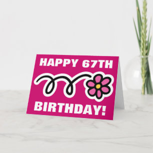 Feliz 67º Cartão de Aniversário com margarida rosa
