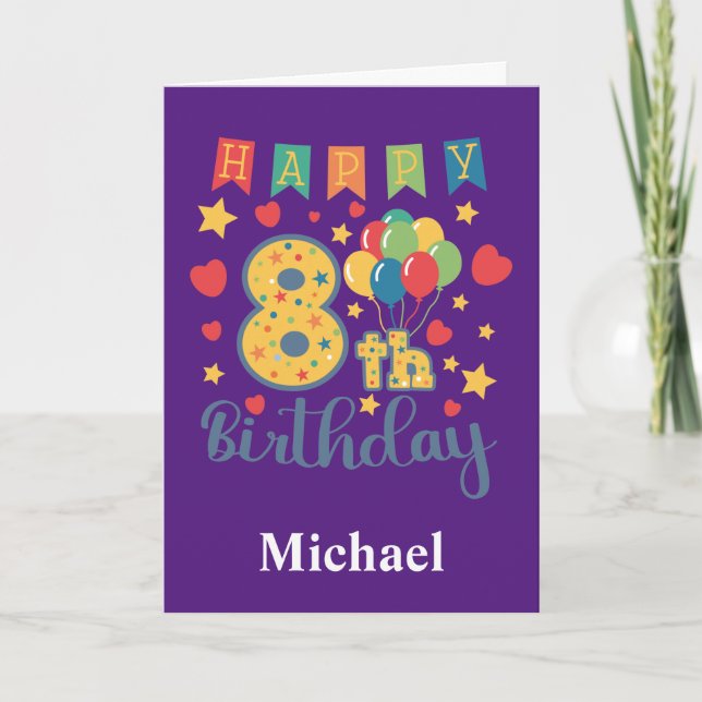 Feliz 8.º Cartão de Aniversário (Frente)