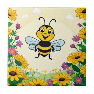 Feliz Abelha Em Flores Coloridas