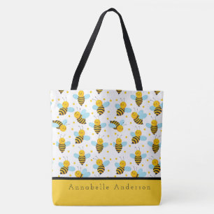 Feliz Abelhas Personalizam Saco de Tote