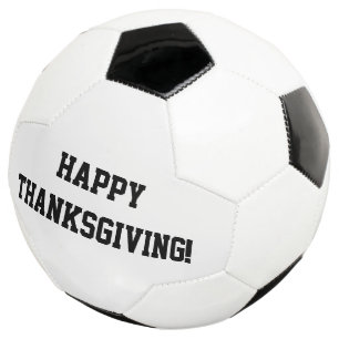Feliz Ação de Graças! Bola de futebol preto e b