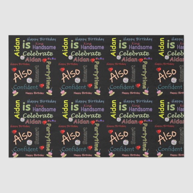 Feliz Aidan: Papel Tecidual de Aniversário (Frente )