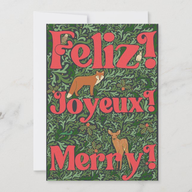 Feliz! Alegre! Alegre! Cartão de Natal de Fólio da (Frente)