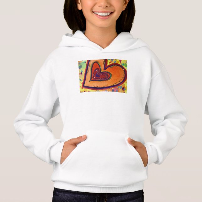 Feliz Amor Corações Arte Hoodie Sweatshirt (Frente)