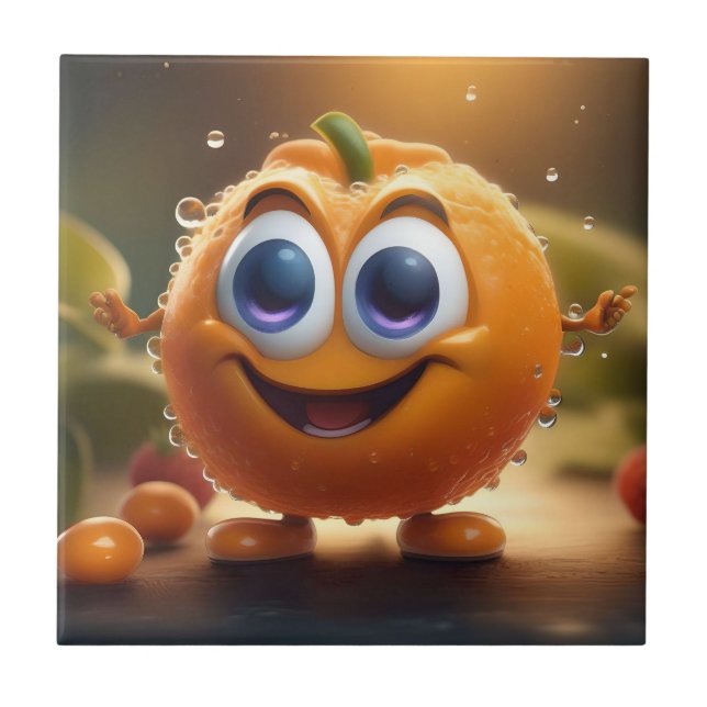Feliz Animado 3d Laranja, (Frente)