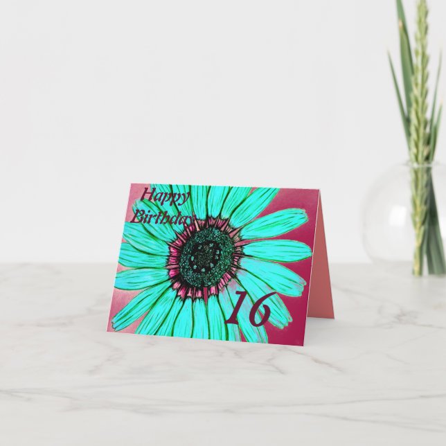 Feliz Aniversário 16º Cartão de Aniversário (Frente)