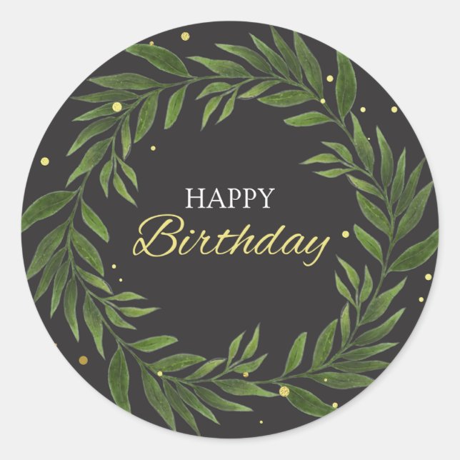 Feliz Aniversário Adesivo Redondo Clássico Present (Frente)