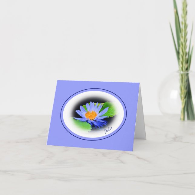 Feliz Aniversário Azul Água Lily Nota Cartões Saud (Frente)