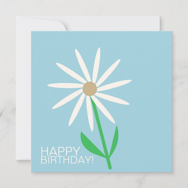 Feliz aniversário Azul-Verde Deseja com Daisy (Frente)