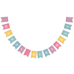 Feliz Aniversário - Bandeiras Modernas Coloridas