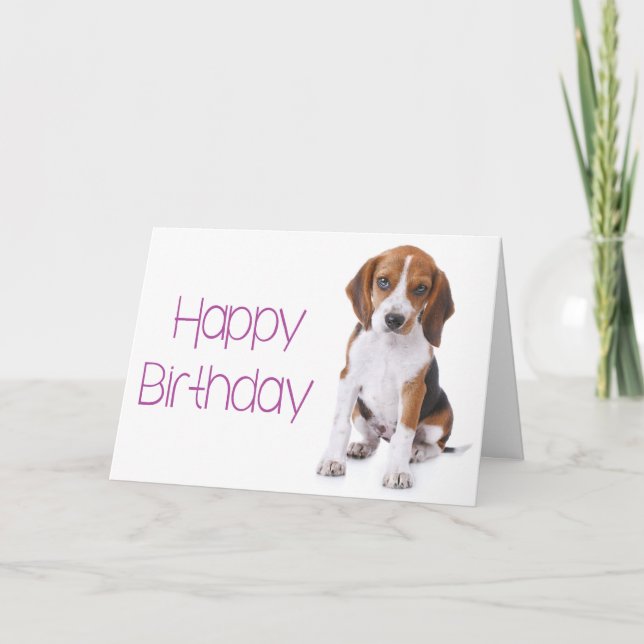 Feliz Aniversário Beagle Puppy Dog Cartão Saudação (Frente)