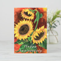 Feliz Aniversário - Bela Arte de Três Girassóis