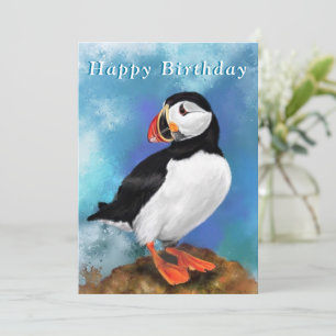 Feliz Aniversário - Belo Pássaro de Puffin do Atlâ